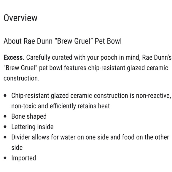RAE DUNN 🐾 NEW! “Brew Gruel” Pet Bowl - Picture 3 of 3